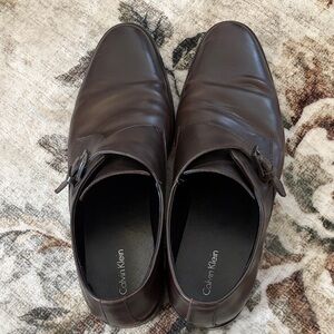 Calvin Klein Dark Brown Single Monk Strap Dress Shoes